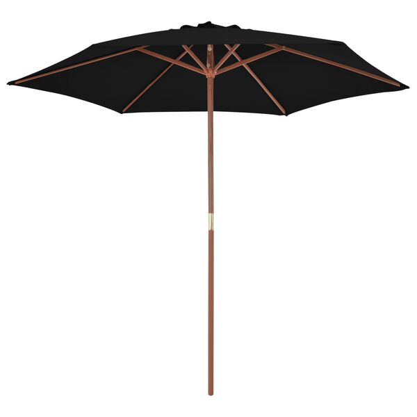 vidaXL Garden Parasol Black Laminated bamboo, hardwood, polyester Large