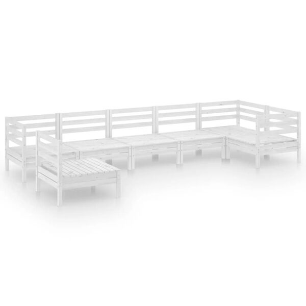 vidaXL Garden Lounge Set White Solid pinewood Large Modular