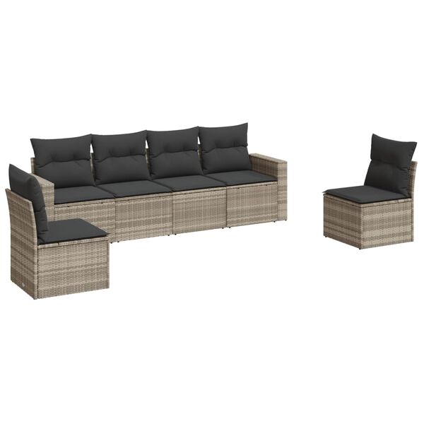 vidaXL Garden Sofa Set Light grey PE rattan, Polyester, Powder-coated steel