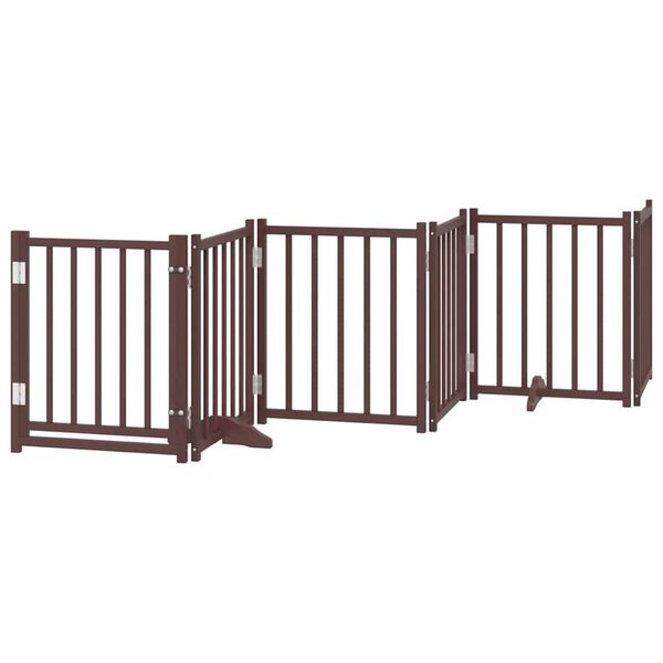 vidaXL Dog Gate Set of 12 Brown Poplar wood Large Foldable Dog Gate