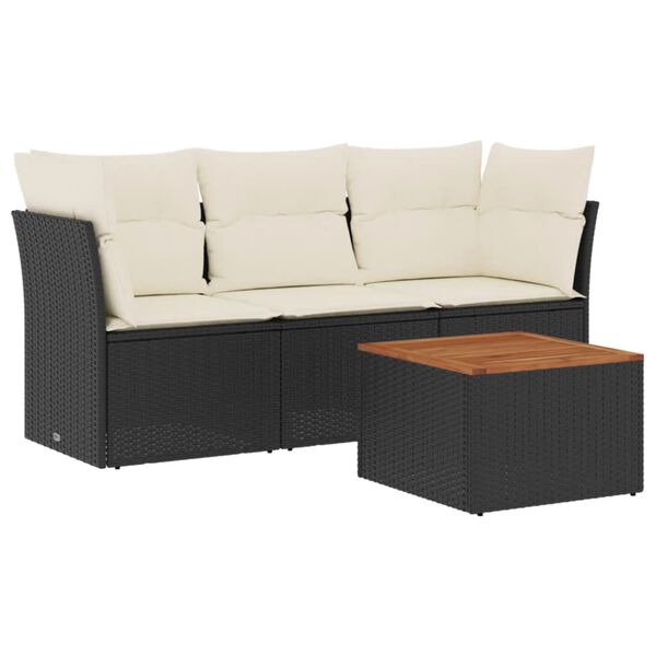 vidaXL Garden Sofa Set Black and cream white