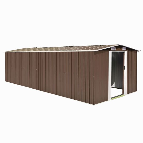 vidaXL Garden Shed Brown Galvanized steel Large Garden Shed