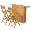 vidaXL Outdoor Bar Set Brown Solid Teak Wood Medium Foldable