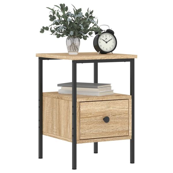 vidaXL Bedside Cabinet Sonoma Oak 13.4x14.2x19.7" Engineered Wood
