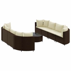 vidaXL Patio Sofa Set Set of 8 Brown and Cream White