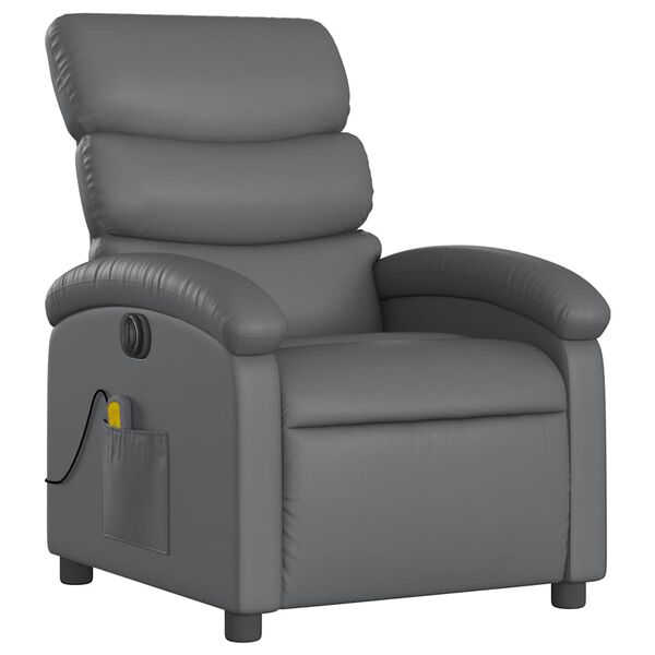 vidaXL Electric Massage Recliner Chair Grey Faux leather, Metal, Plywood