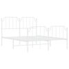 vidaXL Bed Frame White Powder-Coated Steel 55.1 x 74.8 in Bed Frame