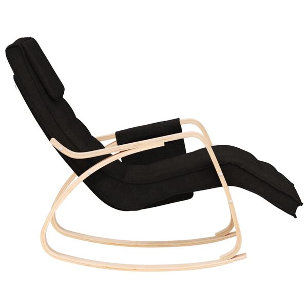vidaXL Rocking Chair Black Polyester, Solid birch wood, Plywood Standard
