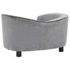 vidaXL Dog Sofa Grey Plush, Solid Fir Wood, Foam 27.2x19.3x15.7 in