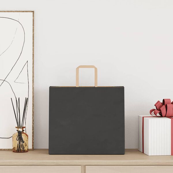 vidaXL Paper Bags 250 pcs with Handles Black 32x22x28 cm