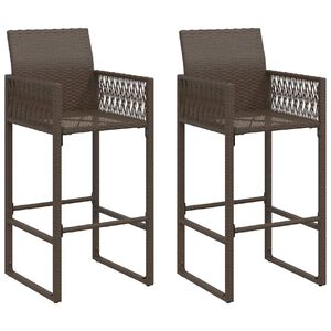 vidaXL Garden Bar Stool Brown PE rattan, powder-coated steel Standard
