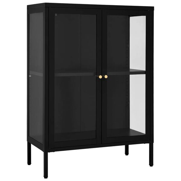 vidaXL Sideboard Black Powder-coated steel Medium Adjustable Feet