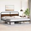 vidaXL Bed Frame Smoked Oak Steel, Engineered Wood Super King Bed Frame