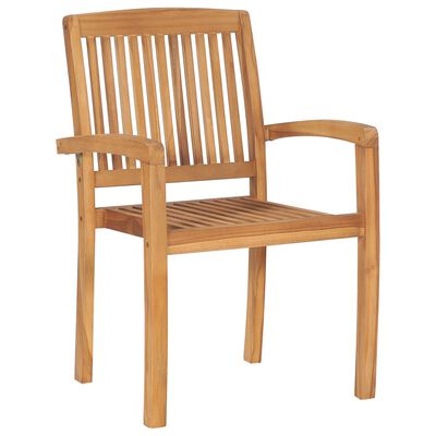 vidaXL Stacking Patio Chairs 6 pcs Solid Teak Wood