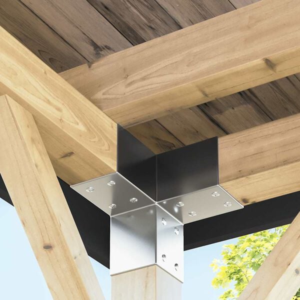 vidaXL Post Connectors 4 pcs Y Shape Galvanised Metal 2.80x2.80"