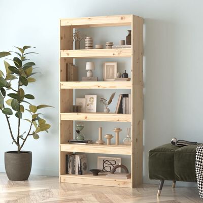 vidaXL Book Cabinet/Room Divider 31.5"x11.8"x65.9" Solid Wood Pine