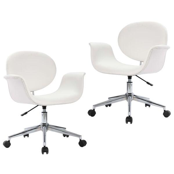 vidaXL Dining Chair Set of 2 White Faux leather, metal Standard