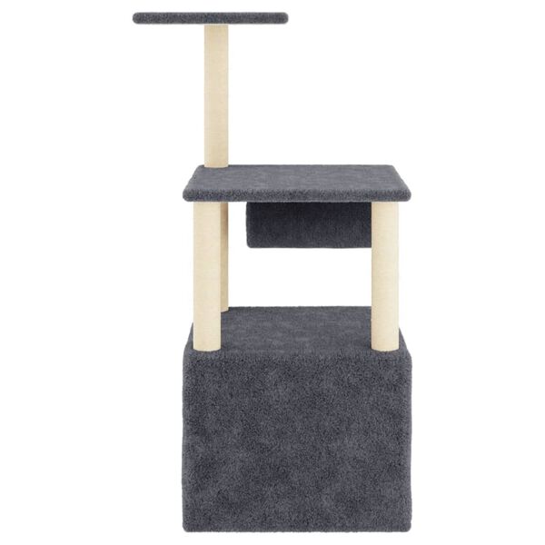 vidaXL Cat Tree Dark Grey Engineered wood, plush, sisal Medium Durable