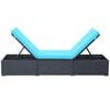 vidaXL Sunlounger Black and Blue PE Rattan, Powder-Coated Steel, Polyester