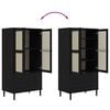 vidaXL Wardrobe Black Solid Pine Wood, Engineered Wood, Poly Rattan