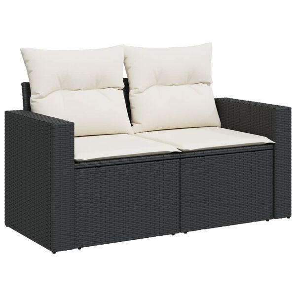 vidaXL Garden Sofa Set Black, Cream White