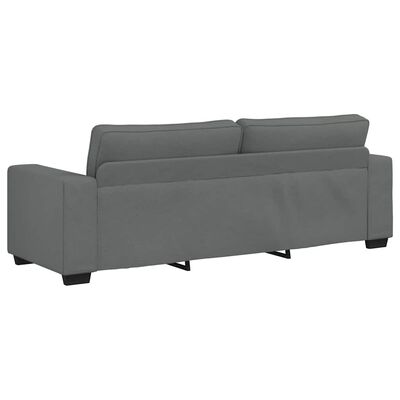 Back/rear view of grey fabric sofa showing back cushions and base.