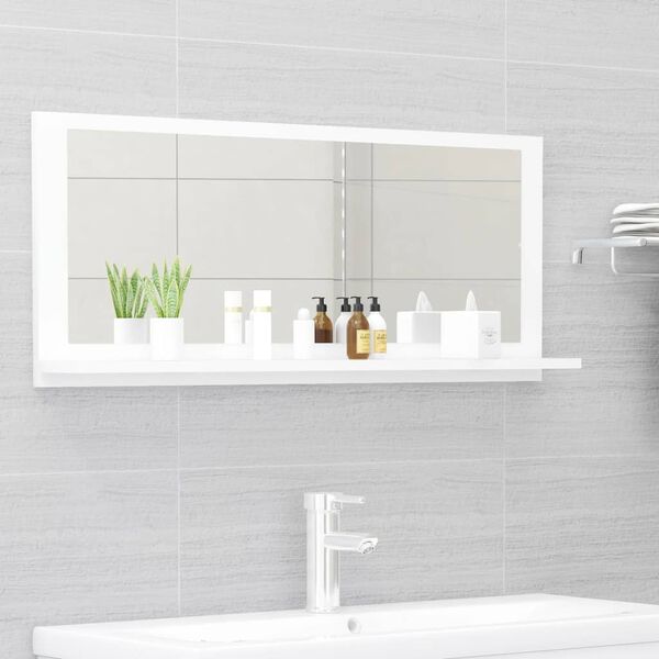 vidaXL Mirror White Engineered wood, Acrylic Medium Wall mounting