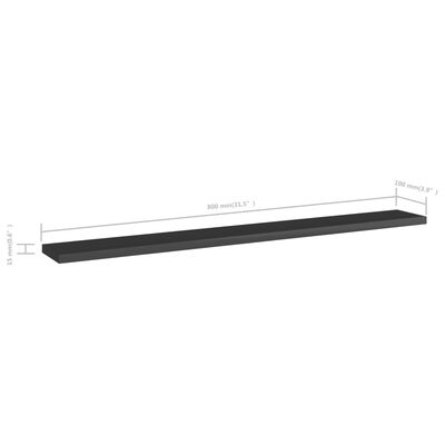 vidaXL Bookshelf Boards 8 pcs High Gloss Black 31.5"x3.9"x0.6" Engineered Wood