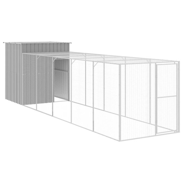 vidaXL Chicken Cage Light Grey Galvanized Steel Large Doors