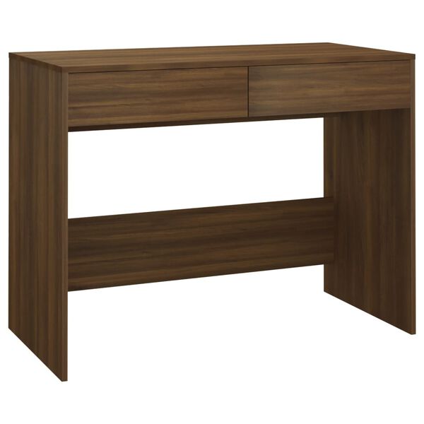 vidaXL Desk Brown Oak Engineered Wood Medium Desk Rectangular Modern