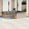 vidaXL Garden Sofa Set Beige PE Rattan Large Adjustable Feet