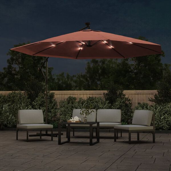 vidaXL Cantilever Garden Parasol Terracotta Polyester Large Tiltable
