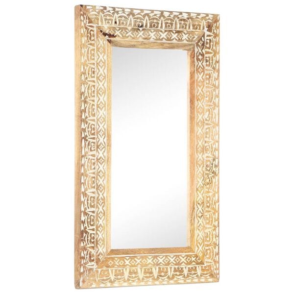 vidaXL Mirror Natural wood Solid mango wood 31.5 x 19.7 in