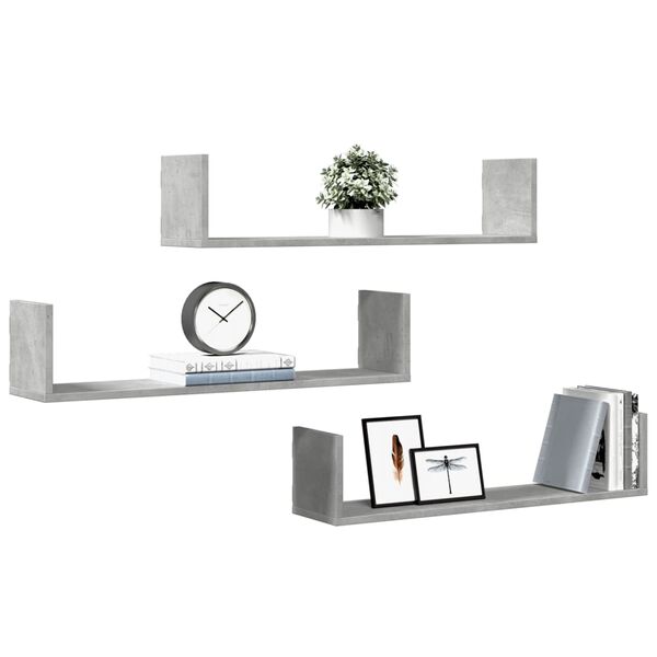 vidaXL Wall Shelf Concrete grey Engineered wood 31.5 x 7.1 x 7.1 in