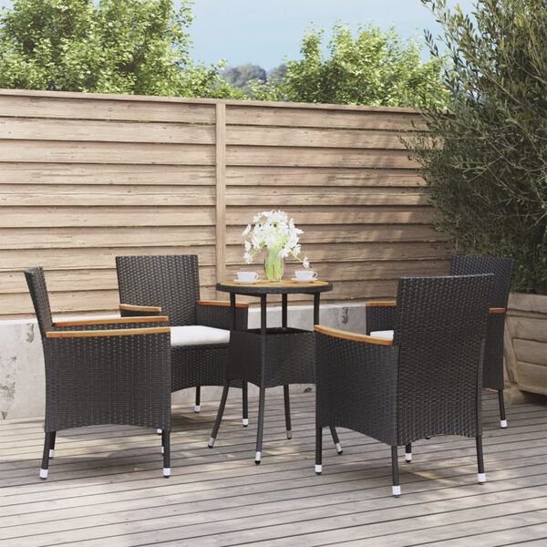 vidaXL Garden Bistro Set Black Poly rattan Medium Durable Bistro Set