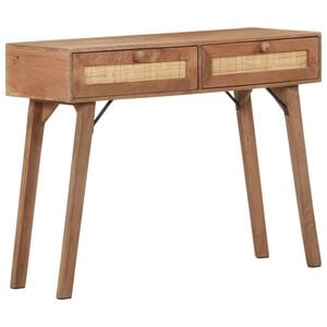 vidaXL Console Table Wheat finish Solid mango wood with natural cane