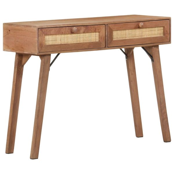 vidaXL Console Table Wheat finish Solid mango wood with natural cane
