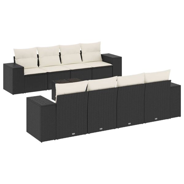 vidaXL Garden Sofa Set Black, Cream White
