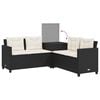 vidaXL Patio Sofa with Table and Cushions L-Shaped Black Poly Rattan