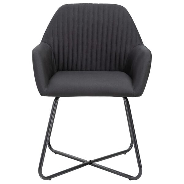 vidaXL Dining Chair Set of 6 Black Polyester and powder-coated steel