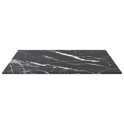 vidaXL Table Top Black 11.8"x11.8" 0.2" Tempered Glass with Marble Design