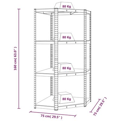 vidaXL 4-Layer Shelves 2 pcs Silver Steel&Engineered Wood