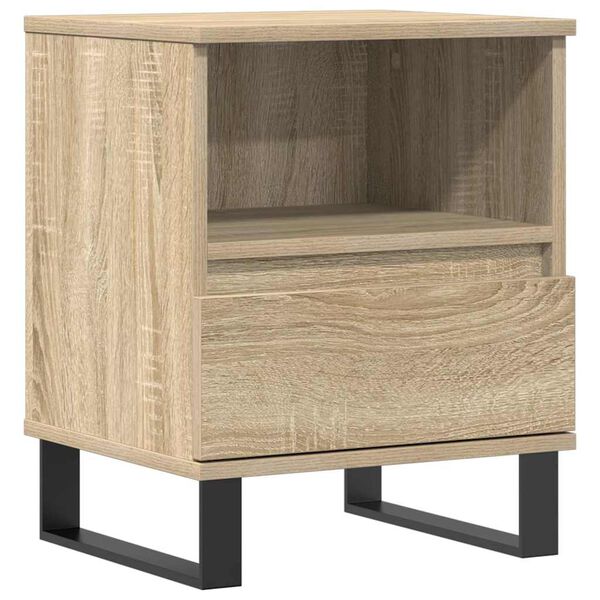 vidaXL Bedside Cabinet Sonoma Oak Engineered Wood, Metal Bedside Cabinet