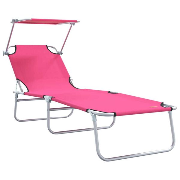 vidaXL Sun Lounger Folding 2-person 2 pcs Pink 58 x 188 x 77cm fabric