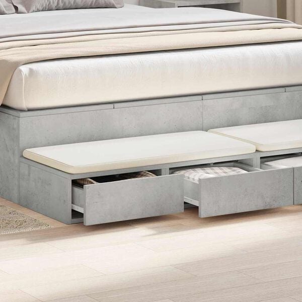 vidaXL Bed Drawers with Drawer Concrete Grey 59.06 x 14.37 x 6.50 in