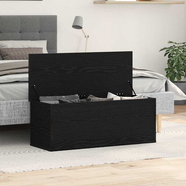vidaXL Storage Box Black Oak 40.16 x 13.78 x 13.78 in Engineered Wood