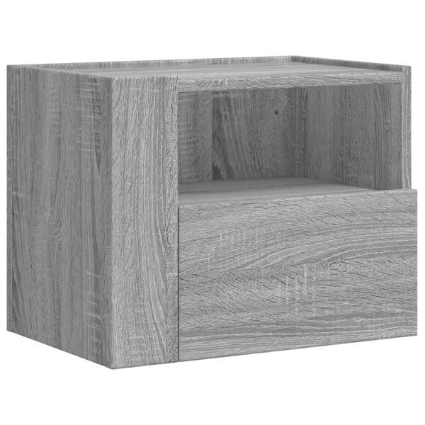 vidaXL Wall-mounted Bedside Cabinet Grey sonoma Engineered wood Small