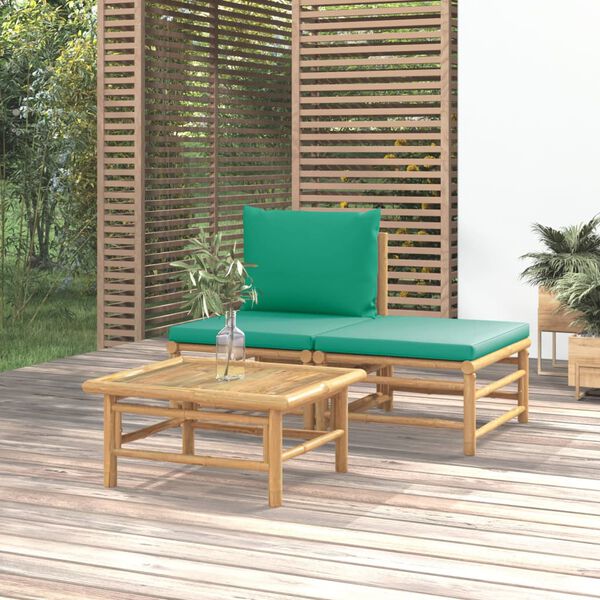 vidaXL Garden Lounge Set Natural bamboo and green Bamboo and polyester