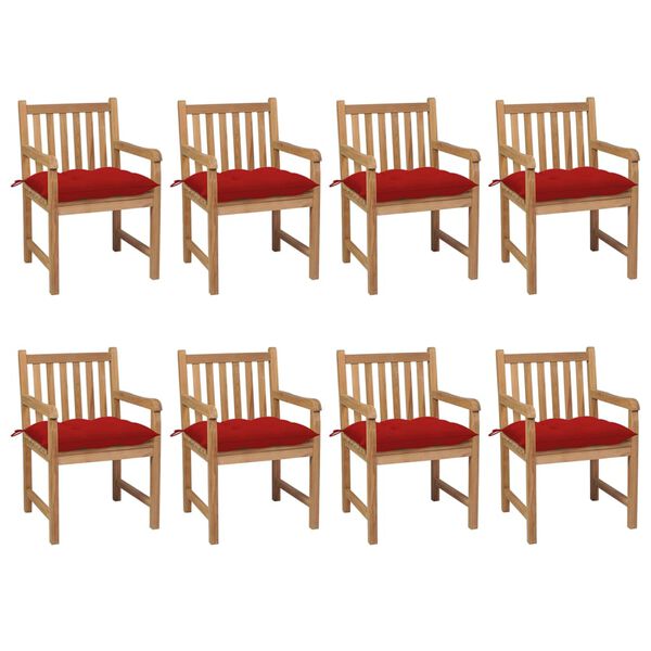 vidaXL Patio Chair Set of 8 Teak Wood Solid teak wood Regular Durable