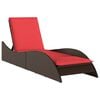 vidaXL Sun Lounger with Cushion Brown 23.6x80.7x28.7" Poly Rattan